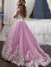 Flower Girl Dresses Jewel Neck Lace Long Sleeves Ankle Length Ball Gown Embroidered Kids Pageant Dresses