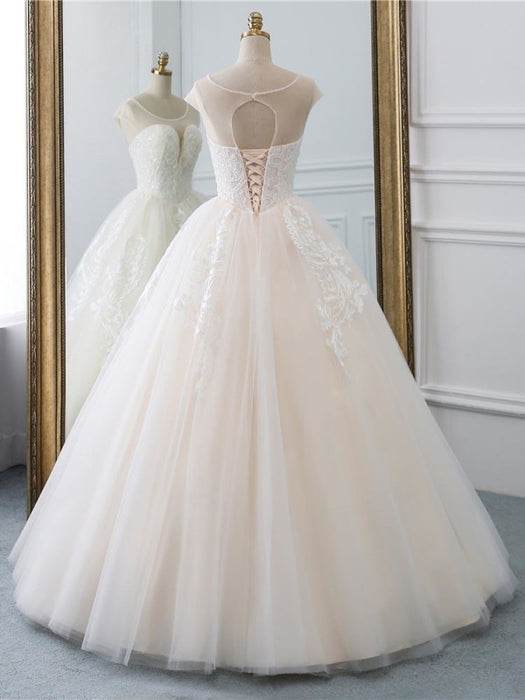 Lace-Up Ball Vintage Lace Mermaid Wedding Dress With Train - Bridelily