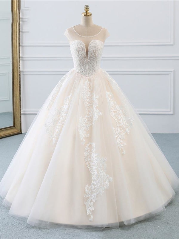 Lace-Up Ball Vintage Lace Mermaid Wedding Dress With Train - Bridelily
