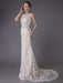 Lace Wedding Dress Champagne Jewel Sleeveless Backless Mermaid Beach Wedding Gown With Train
