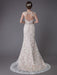 Lace Wedding Dress Champagne Jewel Sleeveless Backless Mermaid Beach Wedding Gown With Train