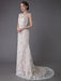 Lace Wedding Dress Champagne Jewel Sleeveless Backless Mermaid Beach Wedding Gown With Train