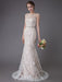 Lace Wedding Dress Champagne Jewel Sleeveless Backless Mermaid Beach Wedding Gown With Train