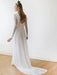 Lace Wedding Dress With Train A-Line Long Sleeves V-Neck Ivory Bridal Gowns