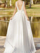 Lace Wedding Dress With Train A-Line Sleeveless Chiffon Illusion Neckline Long Bridal Gowns