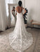 Lace Wedding Dress With Train Ivory A-Line Sleeveless V-Neck Backless Bridal Gowns