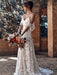Lace Wedding Dress With Train Ivory A-Line Sleeveless V-Neck Backless Bridal Gowns