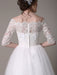 Lace Wedding Dresses 2021  short off the shoulder A Line Knee Length Waist Rhinestone Bridal Dress misshow