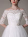 Lace Wedding Dresses 2021  short off the shoulder A Line Knee Length Waist Rhinestone Bridal Dress misshow