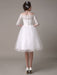 Lace Wedding Dresses 2021  short off the shoulder A Line Knee Length Waist Rhinestone Bridal Dress misshow