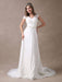 Lace Wedding Dresses Ivory V Neck Chiffon Beading Sash Cap Sleeve Bridal Dress With Train