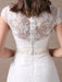 Lace Wedding Dresses Ivory V Neck Chiffon Beading Sash Cap Sleeve Bridal Dress With Train