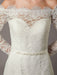 Lace Wedding Dresses Off The Shoulder Long Sleeve Beaded Sash Bridal Gowns With Train