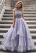 Lavender Sleeveless Scoop Tiered Tulle with Beads Prom Long Formal Dress - Prom Dresses
