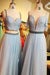 Light Blue Straps Mismatched Lace Tulle Prom Dresses Floor Length Evening Dress with Beads - Prom Dresses