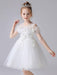 Light Pink Flower Girl Dresses Jewel Neck Polyester Short Sleeves Knee-Length A-Line Flowers Kids Party Dresses