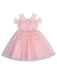 Light Pink Flower Girl Dresses Jewel Neck Polyester Short Sleeves Knee-Length A-Line Flowers Kids Party Dresses