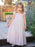 Light Pink Flower Girl Dresses Jewel Neck Polyester Sleeveless Ankle-Length A-Line Lace Kids Party Dresses