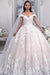 Light Pink Off the Shoulder Ball Gown Tulle with Appliques Wedding Dress - Wedding Dresses