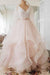 Light Pink V-neck Sleeveless Sweep Train Lace Top Tulle Wedding Dress - Wedding Dresses