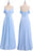 Light Sky Blue Off Shoulder Spaghetti Strap Chiffon Dresses Floor Length Formal Dress - Prom Dresses