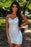 Light Sky Blue Spaghetti Straps Sheath Lace Appliques Short Homecoming Dresses - Prom Dresses