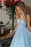 Light Sky Blue Sparkly Prom Charming Sleeveless V Neck Formal Dress - Prom Dresses