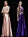 Long Evening Dress Satin Mother Dress Embroidered Beading Sash A Line Illusion Half Sleeve Shawl Collar Maxi Wedding Guest Dresses