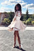 Long Sleeve Satin Short Homecoming Dress A Line Lace Mini Party Dresses - Prom Dresses