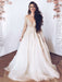 Long Sleeves Lace Appliques Light Champagne Tulle Long Prom Dresses Wedding Dresses, Champagne Lace Formal Dresses, Evening Dresses