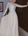 Long Sleeves Scoop A-line Floor-Length Crystal Chiffon Muslim Dresses - Prom Dresses