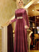 Long Sleeves Scoop Floor-Length With Ruffles Velvet Muslim Dresses - Prom Dresses