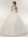 Long Sleeves V-Neck Ball Gown Lace Wedding Dresses - wedding dresses