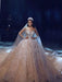Luxury Long Sleeve V Neck Royal Ball Gown Wedding Dresses - wedding dresses