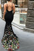 Marvelous Fabulous Amazing Black Mermaid Prom Spaghetti Strap Sleeveless Evening Dress with Lace Flowers - Prom Dresses