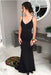 Marvelous Fabulous Amazing Black Mermaid Prom Spaghetti Strap Sleeveless Evening Dress with Lace Flowers - Prom Dresses