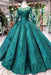 Marvelous Wonderful Precious Dark Green Long Sleeves Ball Gown Prom with Beads Quinceanera Dress - Prom Dresses