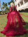 Maternity Wedding Dress Burgundy V-neck Long Sleeves Tulle Long Bridge Gowns With Train