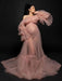Maternity Wedding Dress Strapless Open Shoulder Lace-up Tulle Long Bridge Gowns With Train