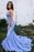 Mermaid Backless Blue Lace Long Prom Dresses, Mermaid Blue Formal Dresses, Blue Lace Evening Dresses 