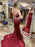 Mermaid Backless Burgundy Long Prom Dresses with Lace Appliques, Mermaid Burgundy Formal Dresses, Burgundy Evening Dresses