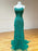 Mermaid Backless Green Lace Long Prom Dresses, Mermaid Green Formal Dresses, Green Lace Evening Dresses