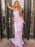 Mermaid Backless Lilac Lace Appliqued Long Prom Dresses, Purple Lace Formal Graduation Evening Dresses 