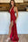 Mermaid Backless V Neck Burgundy Sequins Long Prom Dresses, Mermaid Burgundy Formal Dresses, Shiny Sequins Burgundy Evening Dresses 