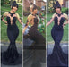 Mermaid Long Sleeves Gold Lace Appliques Pretty Prom Evening Gowns - Prom Dresses