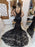 Mermaid Open Back Black Lace Long Prom Dresses, Mermaid Black Formal Dresses, Black Lace Evening Dresses 