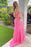 Mermaid Open Back Pink Lace Long Prom Dresses, Sweetheart Neck Pink Formal Dresses, Pink Lace Evening Dresses 