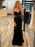 Mermaid Open Backe Black Lace Long Prom Dresses, Strapless Black Formal Dresses, Black Lace Evening Dresses 