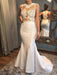 Mermaid Scoop Sleeveless Satin Applique Court Train Wedding Dresses - wedding dresses