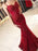 Mermaid tti Straps Backless Lace Burgundy Prom Dresses, Burgundy Mermaid Formal Dresses, Evening Dresses